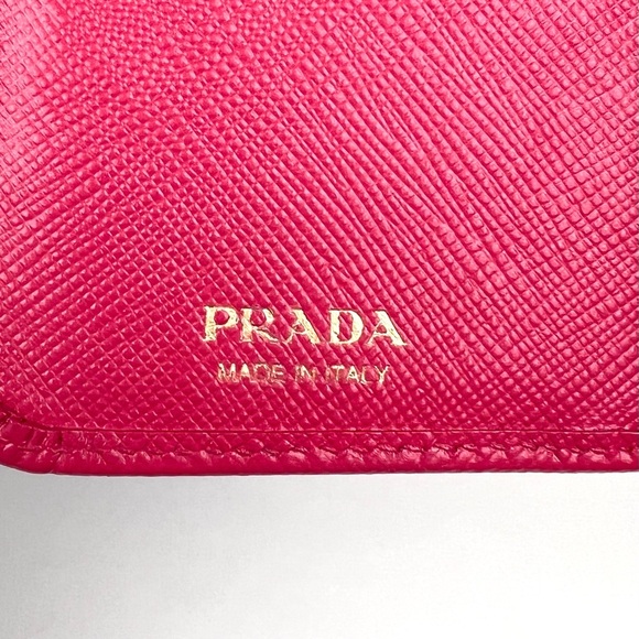 Prada Saffiano Bifold Wallet Fire Pink - Picture 6 of 9